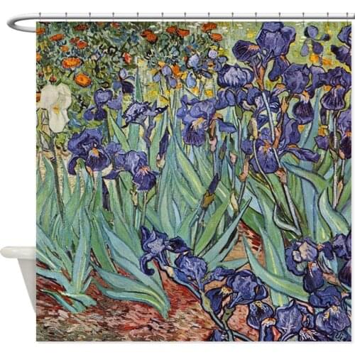 Irises By Van Gogh Impressionist Painting Shower C Decorative Fabric Shower Curtain