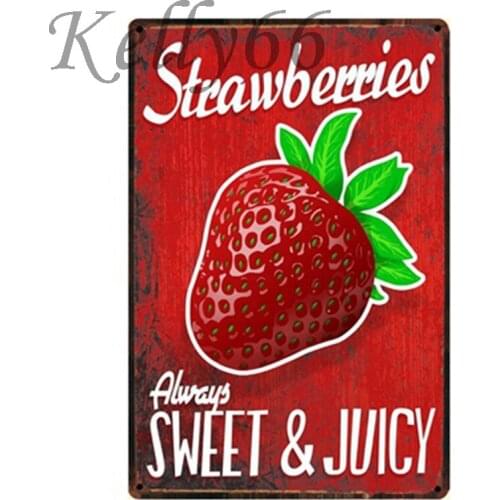 [ Kelly66 ] STRAWBERRIES Metal Tin Sign Tin Poster Home Decor Bar Antique Wall Art Painting 20*30 CM Size y-1340