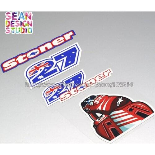 Casey Stoner #27 CS27 Sticker Sheet Decals Team helmet motorcycle Decals Waterproof 13