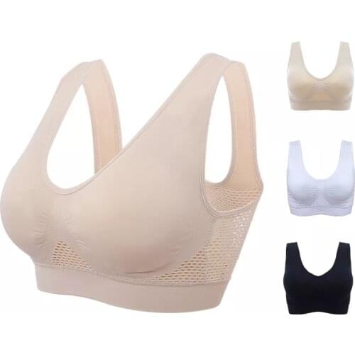 Summer Breathable Shockproof Sport Bras For Women Hollow Out Padded S-3XL Plus Size Gym Running Fitness Yoga Tops Vest Bras