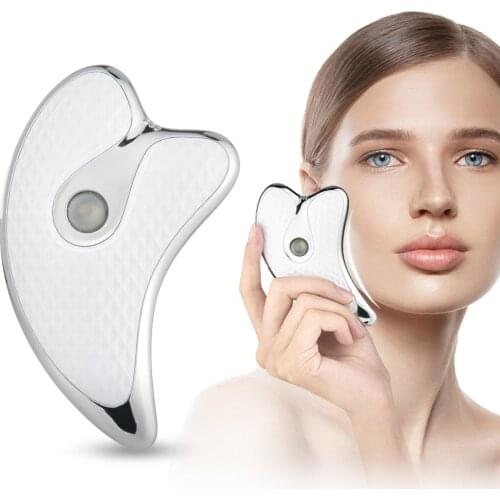 Guasha Scraping Facial Massager LED Light Microcurrent Micro Electric Face Lifting Slimming Wrinkle Removal Device Body Massage
