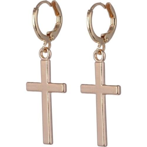 Fashion Women Gold Cross Sun Earrings Hoop earrings Charm Girls Gift jewelry Evening Party Earring