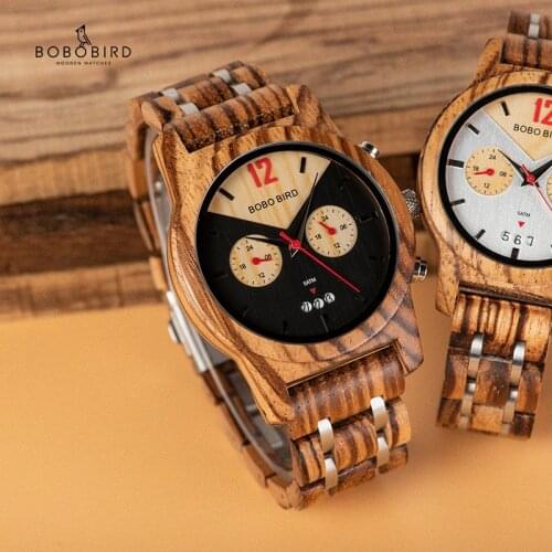 BOBO BIRD Wooden Watch Men Women Luxury Watches Chronograph Date Quartz Wristwatch Luxury Versatile Timepieces Great Gifts