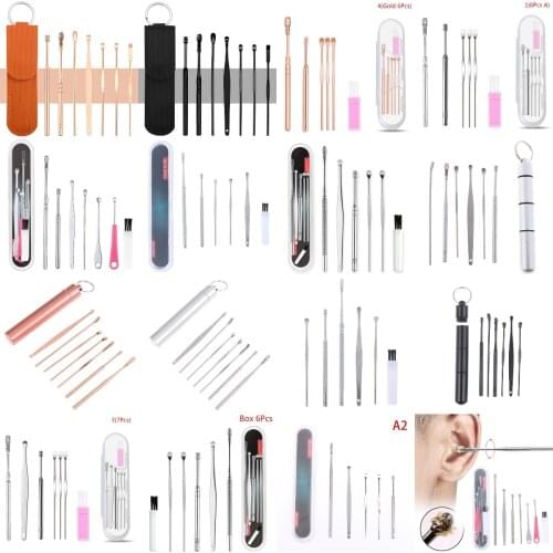 6/7Pcs Ear Wax Removal Kit Ear Wax Remover Ear Wax Removal Tool Stainless Steel Earpick Ear Cleaner Spoon Ear Care Cleaning Tool