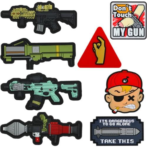 Don't Touch MY GUN PVC Rubber Badge Hook Patches Army Military Armbands Tactical Clothes Accessories Patch for Backpacks