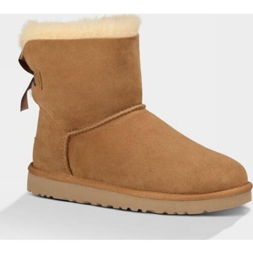 2021 New Classic Women Warm Snow Boots Winter Boot with Bowknots Genuine Cowhide Leather Women Boots Ankle Boots Fur Shoes Black