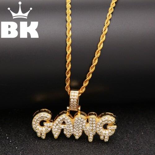 THE BLING KING Custom bubble Initial letters CZ Pendant Necklace Hip Hop Full Iced Out Cubic Zirconia gold sliver CZ Stone