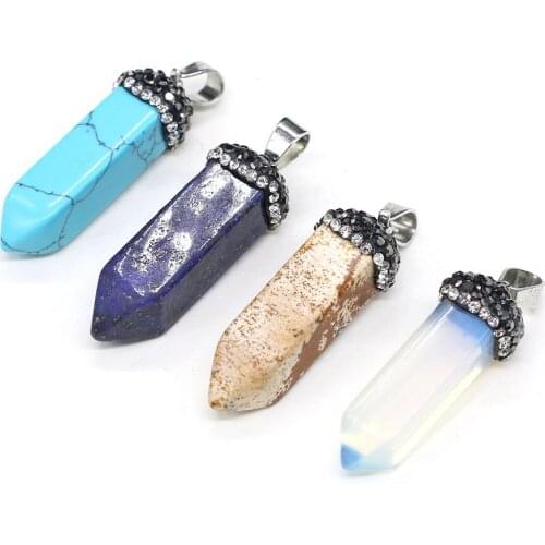 Natural Stone Pendants Exquisite Rectangular Cone Crystal Agates Opal Charms for Jewelry Making Necklace Bracelet Gift