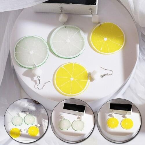 Fruit Lemon Resin Earring Pendant Round Creative Round Food Earring Pendant Jewelry Jewelry DIY Girlfriends A Gift