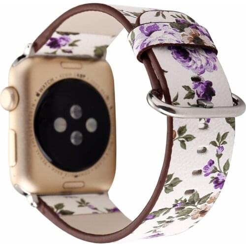 For Apple Watch Strap apple watch Leather Strap New Small Floral 38mm/42mm