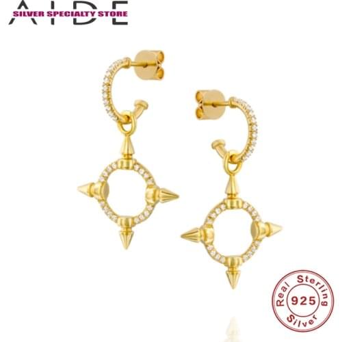 AIDE S925 Silver Earrings For Women Gold Earrings Trend Drop Earrings For Girl Fine Jewelry Zircon Pendientes Aretes For Gifts