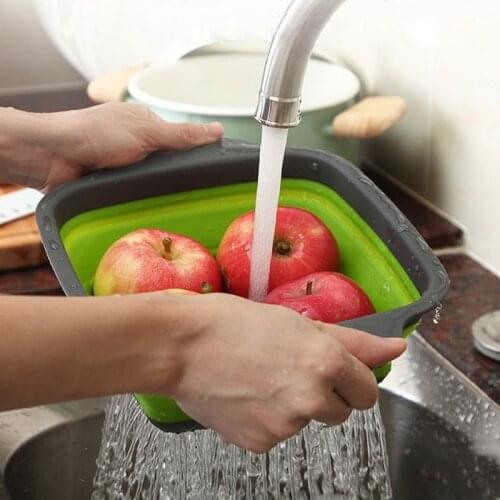 Foldable Drain Basket Silicone Collapsible Colanders Fruit Vegetable Baskets Folding Strainers Creative Gadget Kitchen Organizer