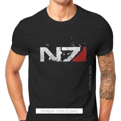 Distressed N7 Style TShirt Mass Effect Commander Shepard Asari Game Top Quality Novelty Graphic T Shirt Stuff Hot Sale