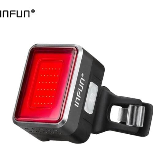 INFUN Bicycle Rear Light Cycling Automatic Brake Induction Taillight MTB USB Charge Breathable LED Flashlight Bike Safety Lamp