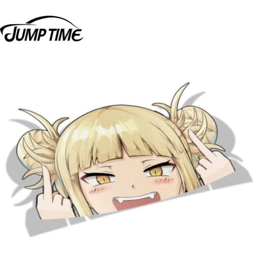 Jump Time 13cmx9.2cm Himiko Toga My Hero Academia Peeker Anime Car Stickers Waifu Decals Laptop Car Styling Car Accessories