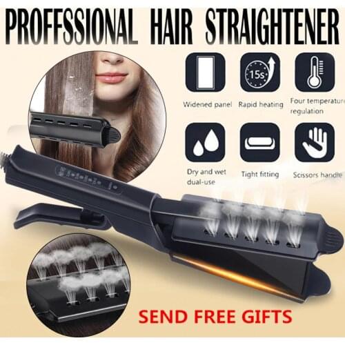 Hair Straightener Four-gear Temperature Adjustment Ceramic Tourmaline Flat Iron Women Hair Straightener Widen Panel Hair Curler