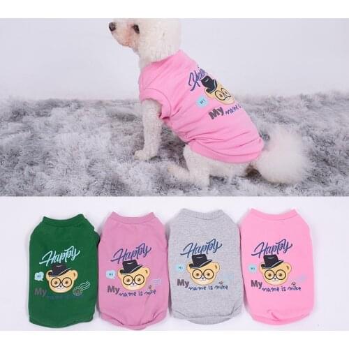 Cute Printed Summer Pets T-shirt Puppy Dog Clothes Pet Cat Vest Cotton T Shirt Pug Apparel Costumes Dog Clothes for Small Dogs