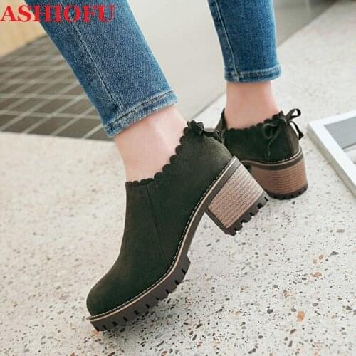 ASHIOFU Handmade 2020 New Womens Block Heels Boots Low-cut Party Prom Casual Booties Daily Wear Fashion Evening Ankle Boots