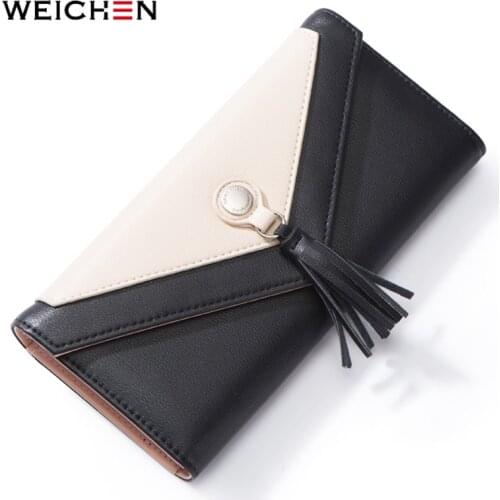 WEICHEN Tassel Envelope Women Wallet Brand Designer Red Leather Female Wallets Ladies Purse Long Card Holder Clutch Carteira NEW