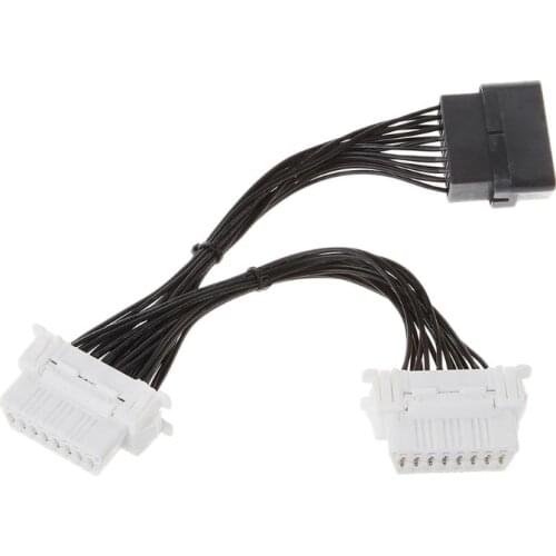 16 pin OBD2 OBD 2 OBDii Splitter Extension Cable one Male to Two Female Y Cable