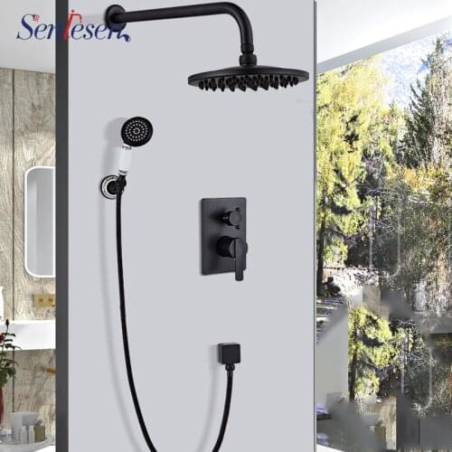 Senlesen 2-ways ORB Shower Faucet Brass Shower Head W/ Hand Shower Cold and Hot Water Mixer Tap Para Bathroom Faucet