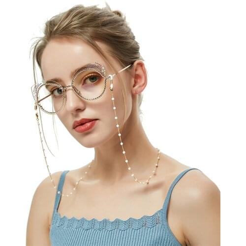 2021 Fashion Eyeglasses Chain Imitation Pearl Beaded Women Outside Casual Sunglasses Accessory Necklace Gift Mask Hanging Rope