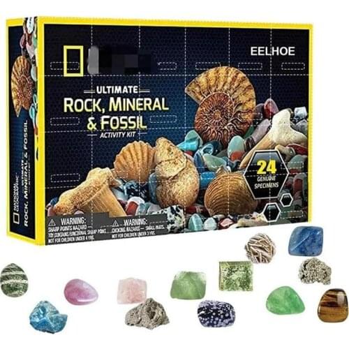 24pcs/Box Natural Mineral Specimen Gift Polished Stone Gemstone Quartz Crystal Collectible Ore Christmas Gift Box Home Decor