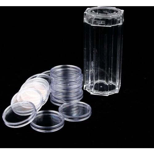30mm Coin Plastic Cases New Design Acrylic Clear Round Coin Collection Box Coin Storage Capsules Holder Cases