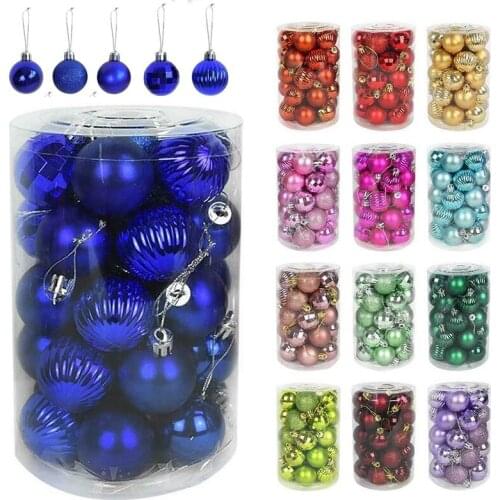 34PCS 4cm Christmas Ball Xmas Tree Hanging Ball Pendant Drop Ornament Colorful Party Home Garden Christmas Decoration Supplies