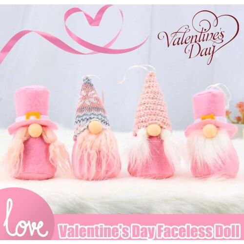 4Pcs Valentine Gnome Couple Love Creative Plush Faceless Doll Decoration Ornaments Present Valentines Day Decorations