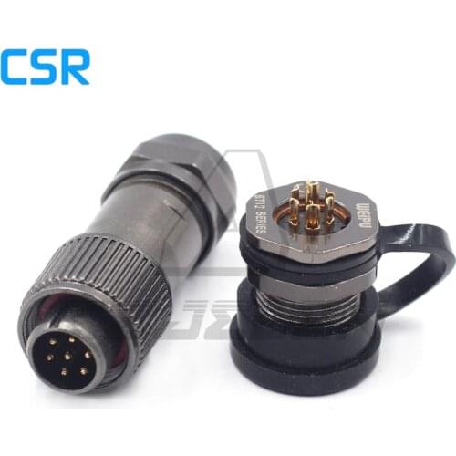ST12 series 7 pin connector M12 waterproof male & female straight angle screw threaded plug coupling