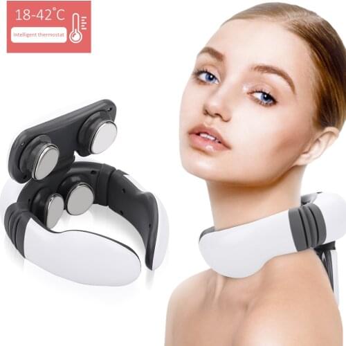 4D Magnetic Pulse Heated Electric Intelligent Neck Shoulder Massager Fatigue Relief Relaxation Cervical Infrared Massage Device
