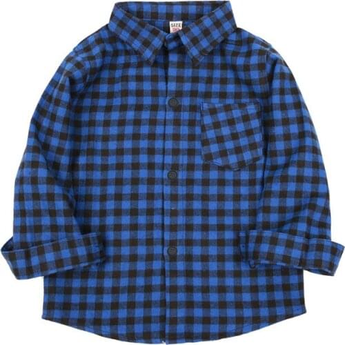 Baby Boys Cotton Plaid Shirts Autumn and Spring Fashion Baby boys Long Sleeve tops England Style boys shirt Kids Clothes