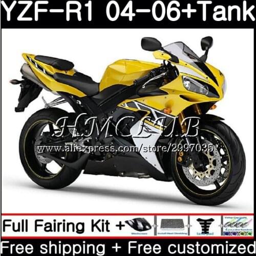 Body For YAMAHA YZF R 1 YZF-1000 YZF 1000 YZF R1 2004 2005 2006 15HC.13 YZF1000 YZF-R1 04 06 YZFR1 04 05 06 Stock yellow Fairing