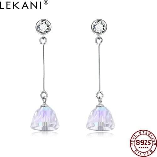 LEKANI Jewelry Silver 925 Sterling Evil Eye Earrings For Women Lucky Hand Water Drop Double Chains Pendant Necklaces on sale