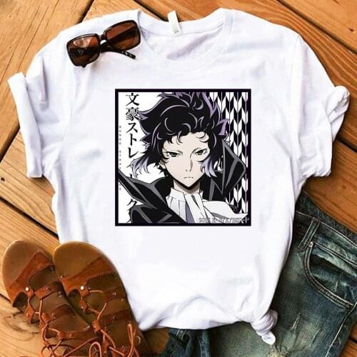 Summer Bungo Stray Dogs Print Graphics T-Shirt Women Anime Chuuya Nakahara Tshirt Unisex Dazai 2021 White Short Sleeve Tees