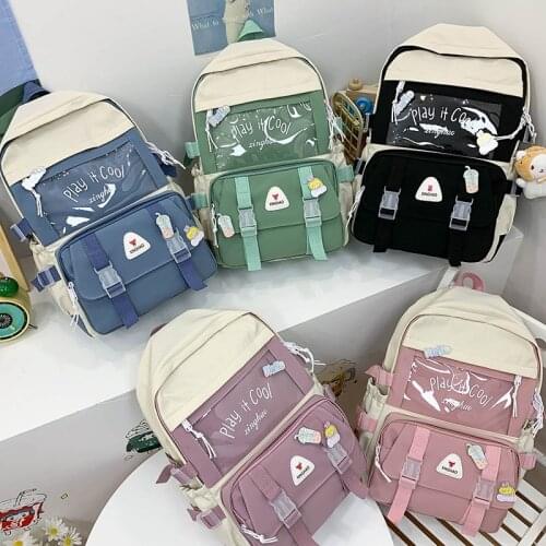 2021 New Fashion Womens Backpack Kawaii school bags for teenager girls Student Schoolbag Nylon Waterproof Travel Backpacks