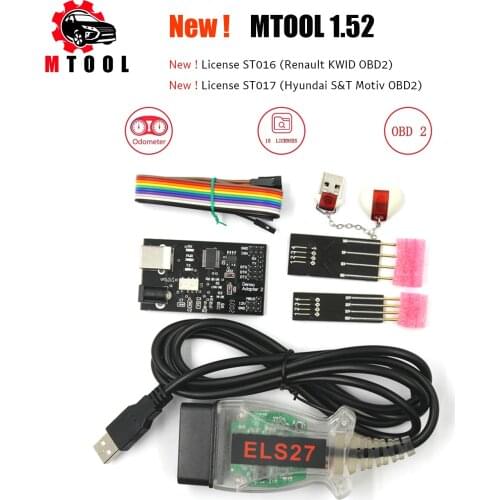 MTool V1.52 Supports 2019 Cars Odometer Correction Software Full Set Dongle + Denso adapter + Denso Pin Wires Cable+ Els27