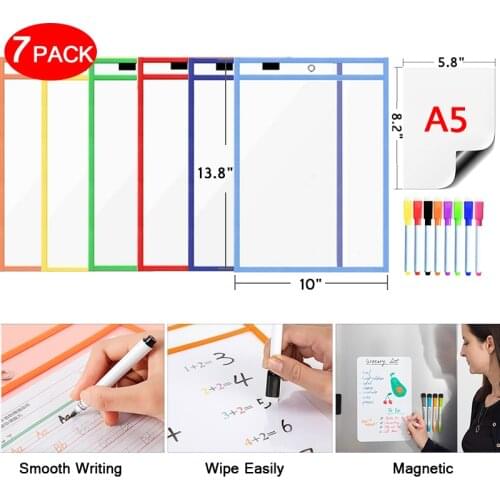 Soft Magnetic Whiteboard Transparent Dry Erase Pockets Message Writing Drawing Door Whiteboard Used for Teaching Supplies Marker
