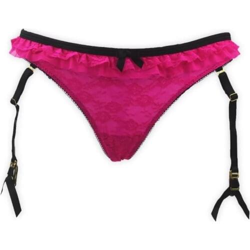 Lastest Fashion Rose Lace Gauze Removable Straps Women/Female/Lady Garter Belt With Thong for Stocking Suspender Lingerie GA1022