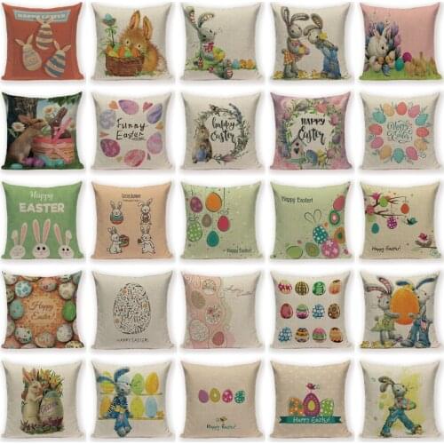 New Cartoon Rabbit Pattern Cushion Cover Flower Peach Skin Decorative Pillowcase Color Eggs Decorative 45*45cm