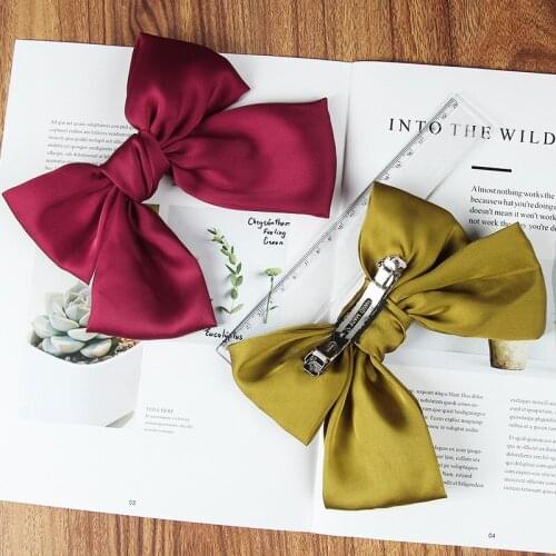 New Satin Fabric Spring Clip Big Bow Hairpin Korean French Retro Square Scarf Top Clip Hair Accessories for 2021 Women