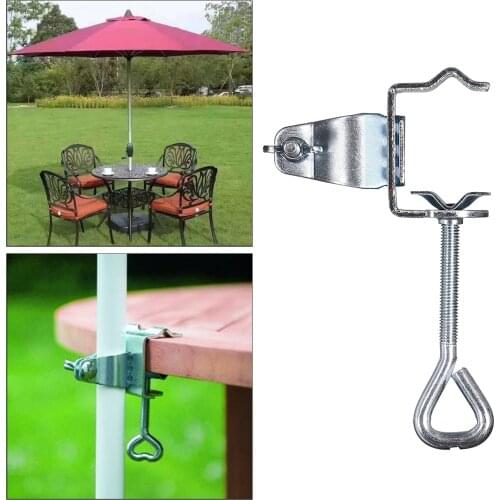 New Portable Garden Courtyard Parasol Stand Umbrella Holder Clip Outdoor Patio Beach Galvanized Chair Clamp Stable Fixed Bracket