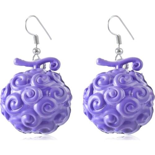 One Piece Devil Fruit Earring Ace Flame-Flame Fruit & Luffy Gum-Gum Fruit Figure Collectible Toys Eardrop Earbob