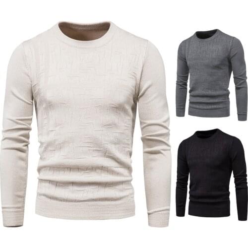 Ym030 Autumn Clothing Mens Sweater Bottoming Shirt Mens Round Neck Solid Color Long-Sleeved Sweater