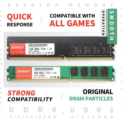 ZENFAST DDR3 DDR4 4GB 8GB 16GB 32GB Memoria Ram 1333 1600 2133 2400 2666 Memory desktop PC high performance AMD/INTEL new dimm
