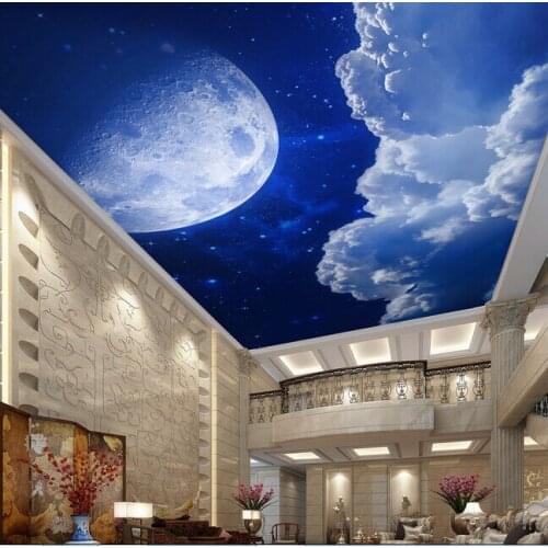 Custom wallpaper ceiling, the sky clouds moon murals for the living room bedroom TV background wall waterproof papel de parede