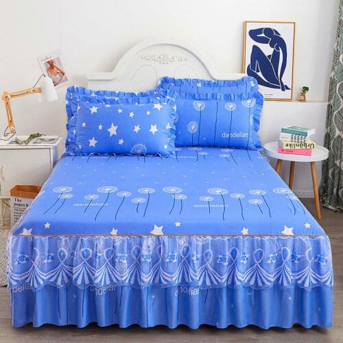 3 Pcs European Style Bed Skirt Set with Pillow Covers Lace Bedspreads Queen King Size Anti Silp Bed Linen Home Textiles