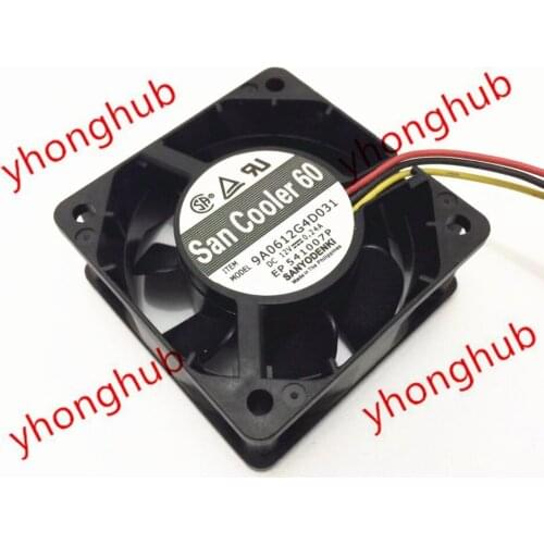 SANYO DENKI 9A0612G4D031 DC 12V 0.24A 60x60x25mm 3-Wire Server Cooling Fan