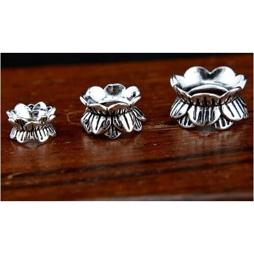 925 Silver Jewelry Bead Caps Sterling Silver Flower Bead Cap Jewelry Findings Pure Silver Lotus Symbol Bead Caps